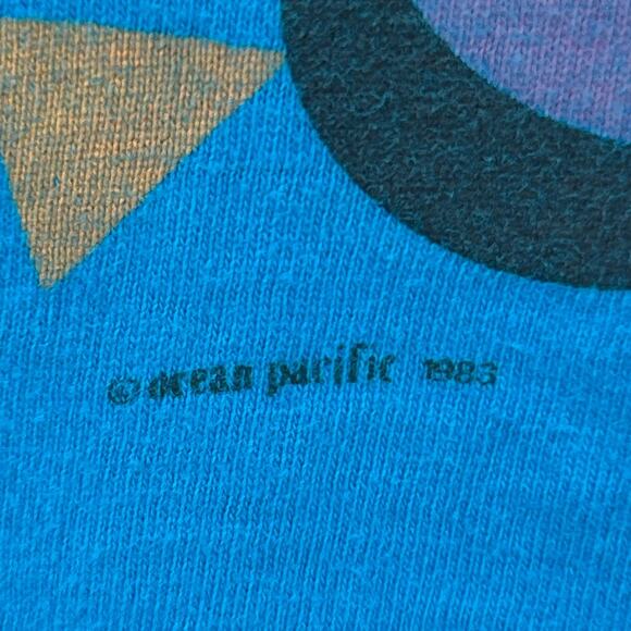 Vintage 80s OP Ocean Pacific T Shirt Surfer Surfing Made In USA Blue Tee L Large - Picture 5 of 9